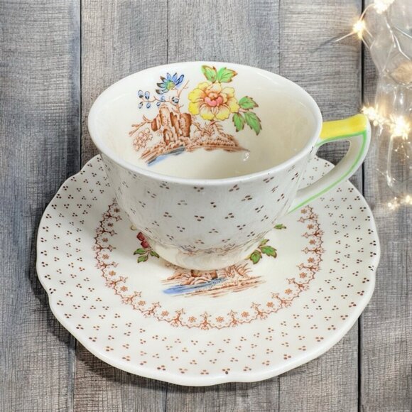 Vintage Royal Doulton Grantham Demitasse Teacup Saucer Set Porcelain England VTG - Picture 1 of 13